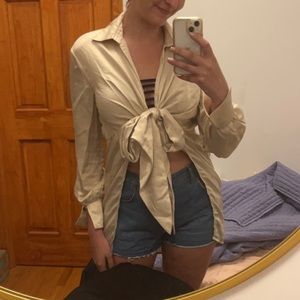 Lovers + Friends tie Front Blouse top long xs